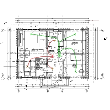 Projekt wycena instalacji wentylacji rekuperacji mechanicznej z rysunkiem prowadzenia kanałów.